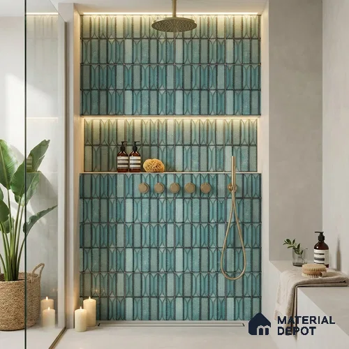 Faux Subway Wall Tile TL 06330 Aqua Drift 12 inch x 12 inch Ceramic Matte Finish - 9.5 mm | Suitable for Accent / Feature Walls, Bathroom, Kitchen Wall & Backsplashes | Please Expect a Slight Variation of Pattern