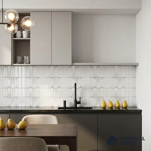 Faux Subway Wall Tile TL 06332 B  Sea Curve 12 inch x 12 inch Ceramic Glossy Finish - 9.5 mm | Suitable for Accent / Feature Walls, Bathroom, Kitchen Wall & Backsplashes | Please Expect a Slight Variation of Pattern