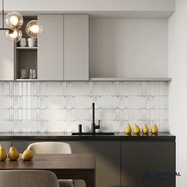 Faux Subway Wall Tile TL 06332 B  Sea Curve 12 inch x 12 inch Ceramic Glossy Finish - 9.5 mm | Suitable for Accent / Feature Walls, Bathroom, Kitchen Wall & Backsplashes | Please Expect a Slight Variation of Pattern