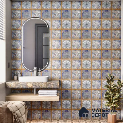 Moroccan Wall Tile TL 06334 Oristone 12 inch x 12 inch Ceramic Matte Finish - 9.5 mm | Suitable for Accent/Feature Walls, Bathroom, Kitchen, Dining Area | Please Expect a Slight Variation of Pattern