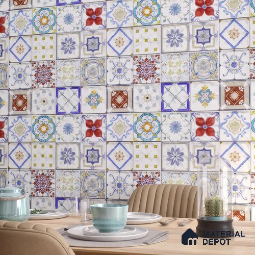 Moroccan Wall & Floor Tile TL 06335 B Mesh 12 inch x 12 inch Ceramic Matte Finish - 9.5 mm | Suitable for Accent/Feature Walls, Bathroom, Kitchen, Dining Area | Please Expect a Slight Variation of Pattern