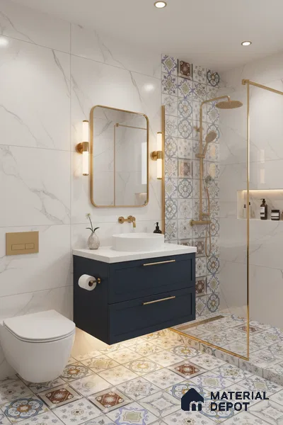 Moroccan Wall & Floor Tile TL 06335 B Mesh 12 inch x 12 inch Ceramic Matte Finish - 9.5 mm | Suitable for Accent/Feature Walls, Bathroom, Kitchen, Dining Area | Please Expect a Slight Variation of Pattern