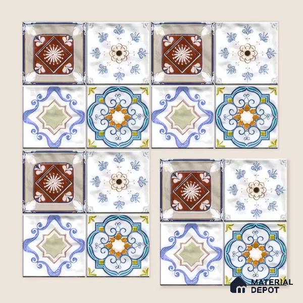 Moroccan Wall & Floor Tile TL 06335 B Mesh 12 inch x 12 inch Ceramic Matte Finish - 9.5 mm | Suitable for Accent/Feature Walls, Bathroom, Kitchen, Dining Area | Please Expect a Slight Variation of Pattern