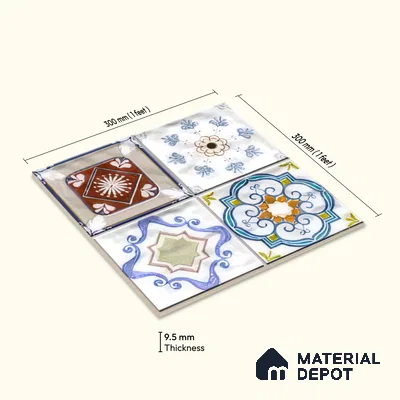 Moroccan Wall & Floor Tile TL 06335 B Mesh 12 inch x 12 inch Ceramic Matte Finish - 9.5 mm | Suitable for Accent/Feature Walls, Bathroom, Kitchen, Dining Area | Please Expect a Slight Variation of Pattern