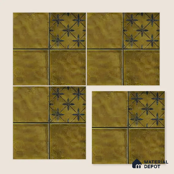 Moroccan Wall Tile TL 06335 Linea 12 inch x 12 inch Ceramic Matte Finish - 9.5 mm | Suitable for Accent/Feature Walls, Bathroom, Kitchen, Dining Area | Please Expect a Slight Variation of Pattern