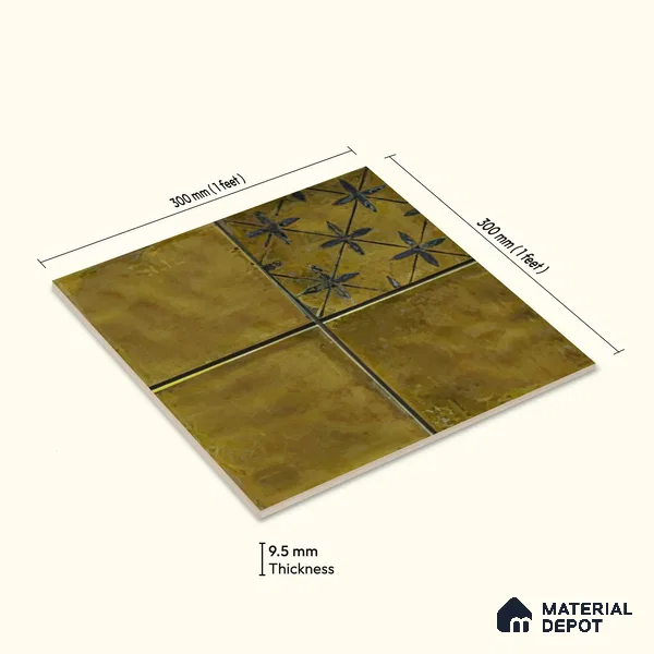 Moroccan Wall Tile TL 06335 Linea 12 inch x 12 inch Ceramic Matte Finish - 9.5 mm | Suitable for Accent/Feature Walls, Bathroom, Kitchen, Dining Area | Please Expect a Slight Variation of Pattern