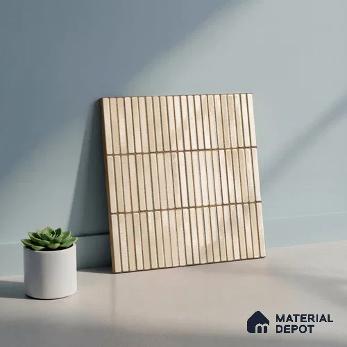 Faux Subway Wall Tile TL 06339 B Kitkat Chocogrid 12 inch x 12 inch Ceramic Glossy Finish - 9.5 mm | Suitable for Accent / Feature Walls, Bathroom, Kitchen Wall & Backsplashes | Please Expect a Slight Variation of Pattern