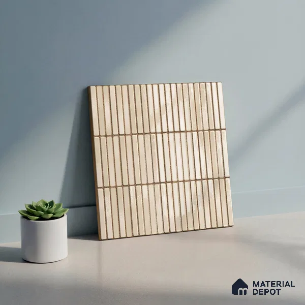 Faux Subway Wall Tile TL 06339 B Kitkat Chocogrid 12 inch x 12 inch Ceramic Glossy Finish - 9.5 mm | Suitable for Accent / Feature Walls, Bathroom, Kitchen Wall & Backsplashes | Please Expect a Slight Variation of Pattern