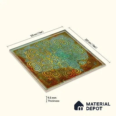 Moroccan Wall Tile TL 06339 C Artiflow 12 inch x 12 inch Ceramic Matte Finish - 9.5 mm | Suitable for Accent/Feature Walls, Bathroom, Kitchen, Dining Area | Please Expect a Slight Variation of Pattern