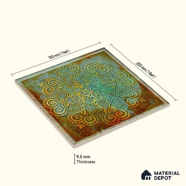 Moroccan Wall Tile TL 06339 C Artiflow 12 inch x 12 inch Ceramic Matte Finish - 9.5 mm | Suitable for Accent/Feature Walls, Bathroom, Kitchen, Dining Area | Please Expect a Slight Variation of Pattern