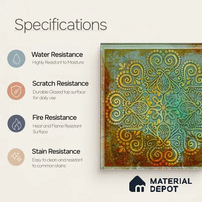 Moroccan Wall Tile TL 06339 C Artiflow 12 inch x 12 inch Ceramic Matte Finish - 9.5 mm | Suitable for Accent/Feature Walls, Bathroom, Kitchen, Dining Area | Please Expect a Slight Variation of Pattern