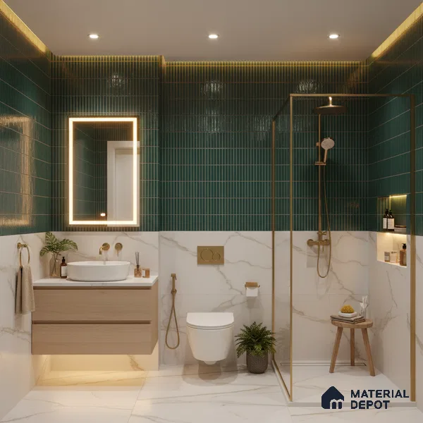 Faux Subway Wall Tile TL 06339  Kitkat Stripora 12 inch x 12 inch Ceramic Glossy Finish - 9.5 mm | Suitable for Accent / Feature Walls, Bathroom, Kitchen Wall & Backsplashes | Please Expect a Slight Variation of Pattern (Sample)