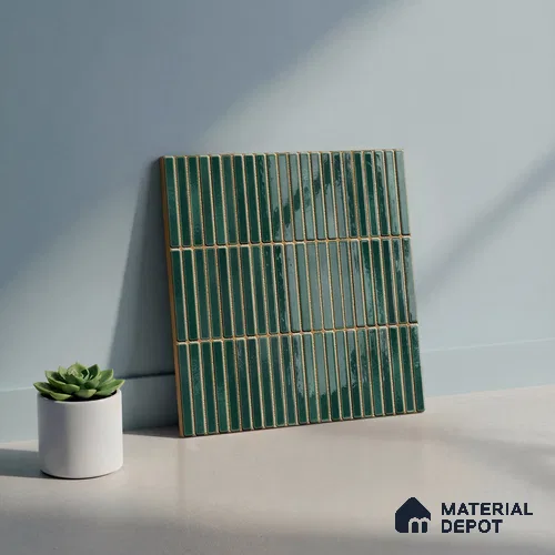 Faux Subway Wall Tile TL 06339  Kitkat Stripora 12 inch x 12 inch Ceramic Glossy Finish - 9.5 mm | Suitable for Accent / Feature Walls, Bathroom, Kitchen Wall & Backsplashes | Please Expect a Slight Variation of Pattern