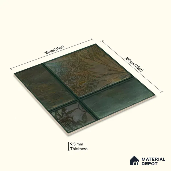 Moroccan Wall Tile TL 06340 B Patternix 12 inch x 12 inch Ceramic Matte Finish - 9.5 mm | Suitable for Accent/Feature Walls, Bathroom, Kitchen, Dining Area | Please Expect a Slight Variation of Pattern