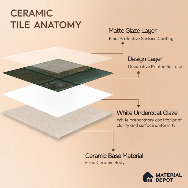 Moroccan Wall Tile TL 06340 B Patternix 12 inch x 12 inch Ceramic Matte Finish - 9.5 mm | Suitable for Accent/Feature Walls, Bathroom, Kitchen, Dining Area | Please Expect a Slight Variation of Pattern