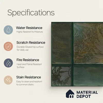 Moroccan Wall Tile TL 06340 B Patternix 12 inch x 12 inch Ceramic Matte Finish - 9.5 mm | Suitable for Accent/Feature Walls, Bathroom, Kitchen, Dining Area | Please Expect a Slight Variation of Pattern