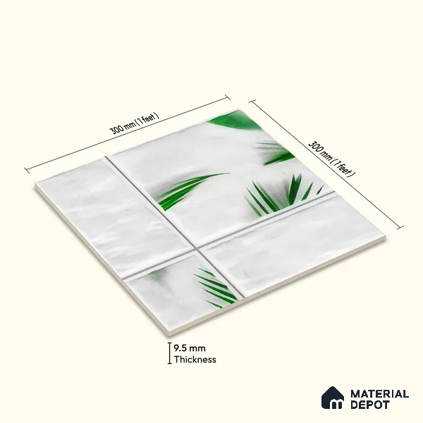 Moroccan Wall Tile TL 06341 Filigra 12 inch x 12 inch Ceramic Matte Finish - 9.5 mm | Suitable for Bathroom, Kitchen, Balcony | Please Expect a Slight Variation of Pattern