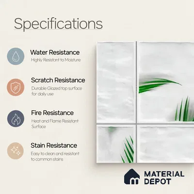 Moroccan Wall Tile TL 06341 Filigra 12 inch x 12 inch Ceramic Matte Finish - 9.5 mm | Suitable for Bathroom, Kitchen, Balcony | Please Expect a Slight Variation of Pattern