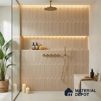 Faux Subway Wall Tile TL 06345  Picket Fence Flow 12 inch x 12 inch Ceramic Matte Finish - 9.5 mm | Suitable for Accent / Feature Walls, Bathroom, Kitchen Wall & Backsplashes | Please Expect a Slight Variation of Pattern