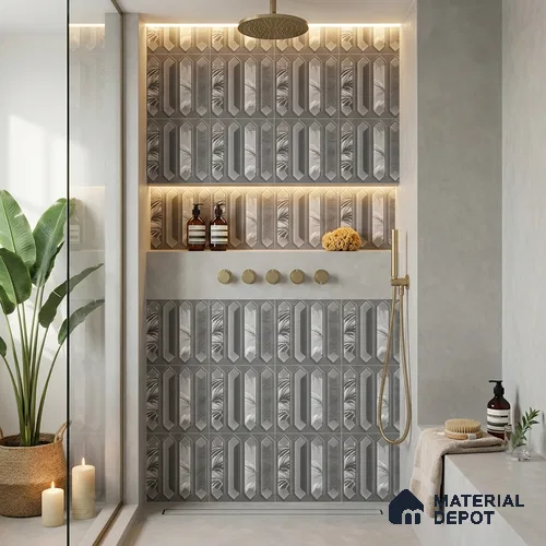 Faux Subway Wall Tile TL 06346 B Picket Pointora 12 inch x 12 inch Ceramic Matte Finish - 9.5 mm | Suitable for Accent / Feature Walls, Bathroom, Kitchen Wall & Backsplashes | Please Expect a Slight Variation of Pattern