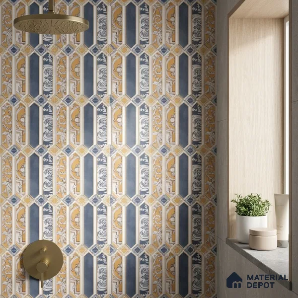 Faux Subway Wall Tile TL 06346 C Picket Stemline 12 inch x 12 inch Ceramic Matte Finish - 9.5 mm | Suitable for Accent / Feature Walls, Bathroom, Kitchen Wall & Backsplashes | Please Expect a Slight Variation of Pattern