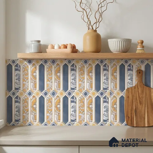 Faux Subway Wall Tile TL 06346 C Picket Stemline 12 inch x 12 inch Ceramic Matte Finish - 9.5 mm | Suitable for Accent / Feature Walls, Bathroom, Kitchen Wall & Backsplashes | Please Expect a Slight Variation of Pattern