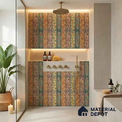 Faux Subway Wall Tile TL 06346 D  Picket Shape Flow 12 inch x 12 inch Ceramic Matte Finish - 9.5 mm | Suitable for Accent / Feature Walls, Bathroom, Kitchen Wall & Backsplashes | Please Expect a Slight Variation of Pattern