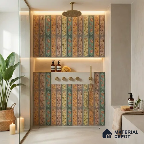 Faux Subway Wall Tile TL 06346 D Picket Shape Flow 12 inch x 12 inch Ceramic Matte Finish - 9.5 mm | Suitable for Accent / Feature Walls, Bathroom, Kitchen Wall & Backsplashes | Please Expect a Slight Variation of Pattern