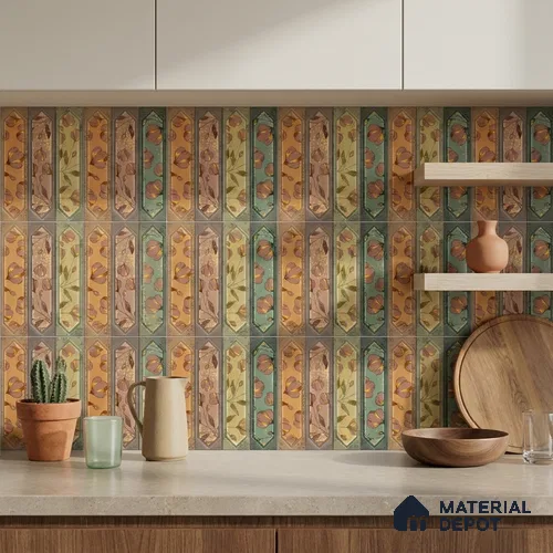 Faux Subway Wall Tile TL 06346 D Picket Shape Flow 12 inch x 12 inch Ceramic Matte Finish - 9.5 mm | Suitable for Accent / Feature Walls, Bathroom, Kitchen Wall & Backsplashes | Please Expect a Slight Variation of Pattern