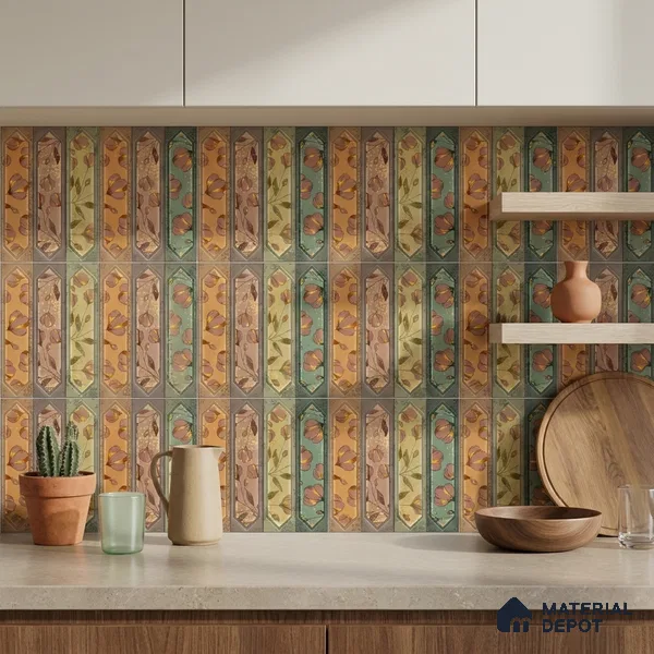 Faux Subway Wall Tile TL 06346 D  Picket Shape Flow 12 inch x 12 inch Ceramic Matte Finish - 9.5 mm | Suitable for Accent / Feature Walls, Bathroom, Kitchen Wall & Backsplashes | Please Expect a Slight Variation of Pattern