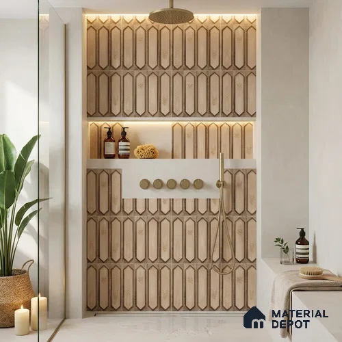 Faux Subway Wall Tile TL 06346 Picket Leafstone 12 inch x 12 inch Ceramic Matte Finish - 9.5 mm | Suitable for Accent / Feature Walls, Bathroom, Kitchen Wall & Backsplashes | Please Expect a Slight Variation of Pattern