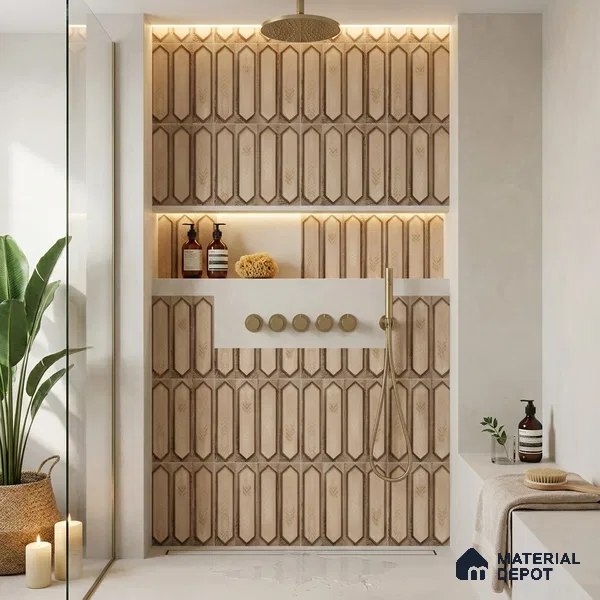 Faux Subway Wall Tile TL 06346 Picket Leafstone 12 inch x 12 inch Ceramic Matte Finish - 9.5 mm | Suitable for Accent / Feature Walls, Bathroom, Kitchen Wall & Backsplashes | Please Expect a Slight Variation of Pattern