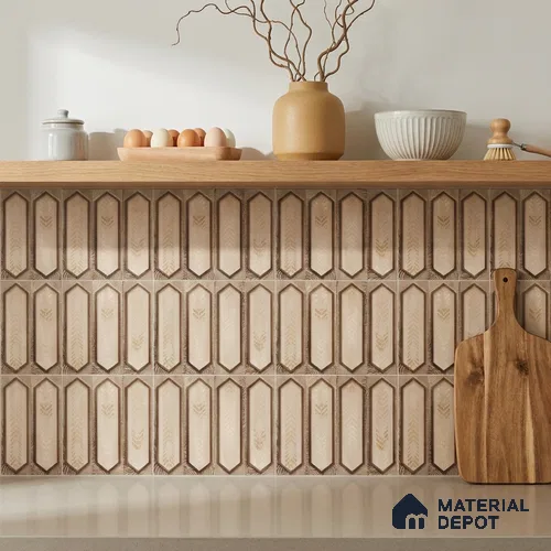 Faux Subway Wall Tile TL 06346 Picket Leafstone 12 inch x 12 inch Ceramic Matte Finish - 9.5 mm | Suitable for Accent / Feature Walls, Bathroom, Kitchen Wall & Backsplashes | Please Expect a Slight Variation of Pattern