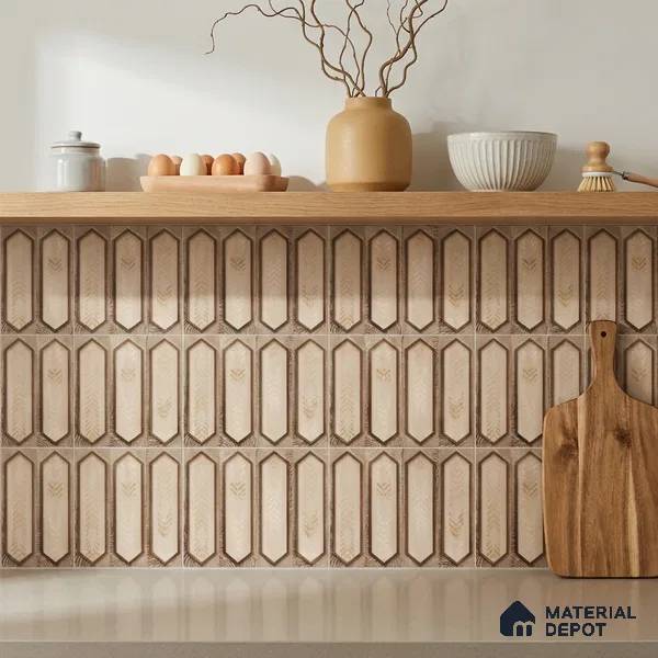Faux Subway Wall Tile TL 06346 Picket Leafstone 12 inch x 12 inch Ceramic Matte Finish - 9.5 mm | Suitable for Accent / Feature Walls, Bathroom, Kitchen Wall & Backsplashes | Please Expect a Slight Variation of Pattern