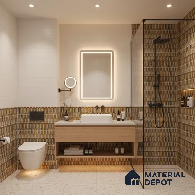 Faux Subway Wall Tile TL 06349  Railflow 12 inch x 12 inch Ceramic Matte Finish - 9.5 mm | Suitable for Accent / Feature Walls, Bathroom, Kitchen Wall & Backsplashes | Please Expect a Slight Variation of Pattern (Sample)