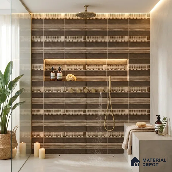 Faux Subway Wall Tile TL 06351 B Trackora 12 inch x 12 inch Ceramic Matte Finish - 9.5 mm | Suitable for Accent / Feature Walls, Bathroom, Kitchen Wall & Backsplashes | Please Expect a Slight Variation of Pattern