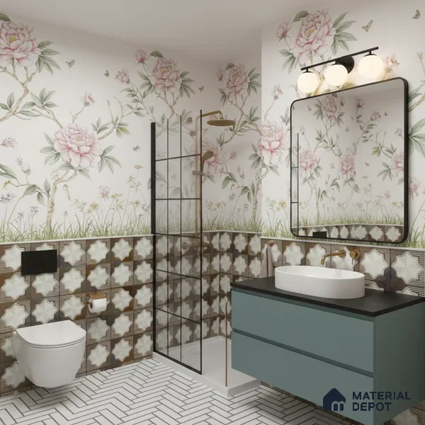 Moroccan Wall & Floor Tile TL 06352 B Shimmerix 12 inch x 12 inch Ceramic Matte Finish - 9.5 mm | Suitable for Accent / Feature Walls, Bathroom, Kitchen Wall & Backsplashes | Please Expect a Slight Variation of Pattern (Sample)