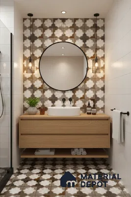 Moroccan Wall & Floor Tile TL 06352 B Shimmerix 12 inch x 12 inch Ceramic Matte Finish - 9.5 mm | Suitable for Accent / Feature Walls, Bathroom, Kitchen Wall & Backsplashes | Please Expect a Slight Variation of Pattern (Sample)
