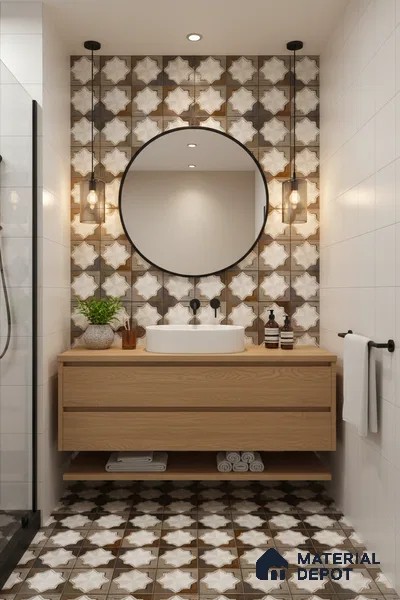 Moroccan Wall & Floor Tile TL 06352 B Shimmerix 12 inch x 12 inch Ceramic Matte Finish - 9.5 mm | Suitable for Accent / Feature Walls, Bathroom, Kitchen Wall & Backsplashes | Please Expect a Slight Variation of Pattern (Sample)