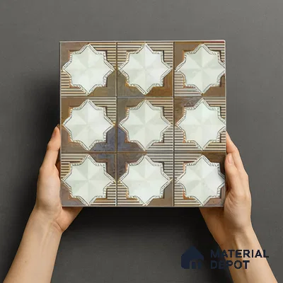 Moroccan Wall & Floor Tile TL 06352 B Shimmerix 12 inch x 12 inch Ceramic Matte Finish - 9.5 mm | Suitable for Bathroom, Kitchen, Basin Area | Please Expect a Slight Variation of Pattern
