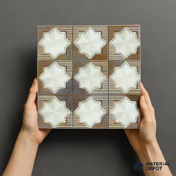 Moroccan Wall & Floor Tile TL 06352 B Shimmerix 12 inch x 12 inch Ceramic Matte Finish - 9.5 mm | Suitable for Bathroom, Kitchen, Basin Area | Please Expect a Slight Variation of Pattern
