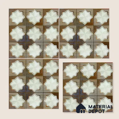 Moroccan Wall & Floor Tile TL 06352 B Shimmerix 12 inch x 12 inch Ceramic Matte Finish - 9.5 mm | Suitable for Bathroom, Kitchen, Basin Area | Please Expect a Slight Variation of Pattern