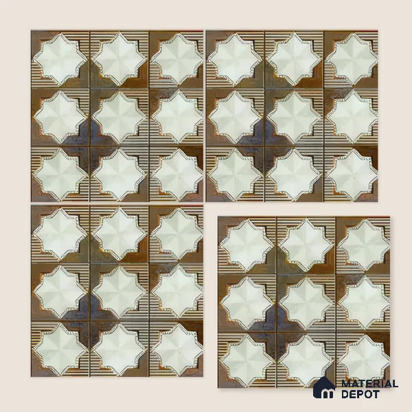 Moroccan Wall & Floor Tile TL 06352 B Shimmerix 12 inch x 12 inch Ceramic Matte Finish - 9.5 mm | Suitable for Bathroom, Kitchen, Basin Area | Please Expect a Slight Variation of Pattern