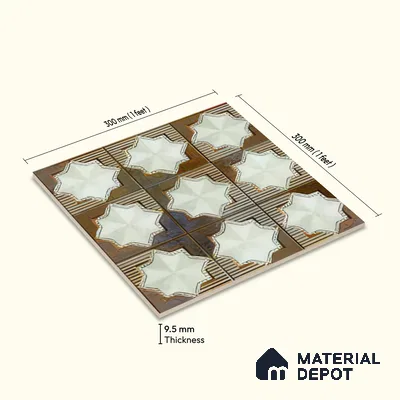 Moroccan Wall & Floor Tile TL 06352 B Shimmerix 12 inch x 12 inch Ceramic Matte Finish - 9.5 mm | Suitable for Bathroom, Kitchen, Basin Area | Please Expect a Slight Variation of Pattern