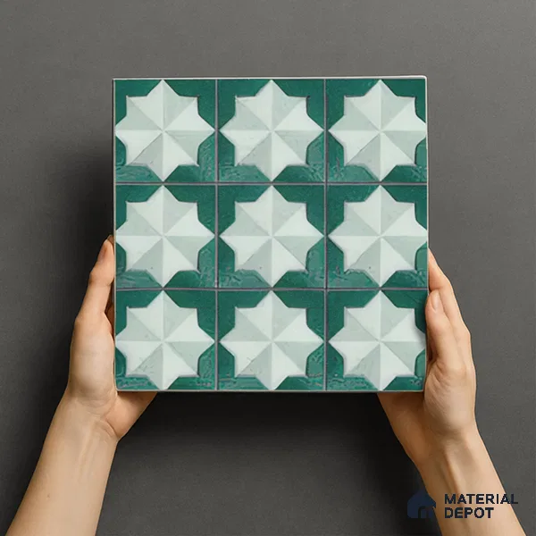 Moroccan Wall & Floor Tile TL 06352 Crystalova 12 inch x 12 inch Ceramic Matte Finish - 9.5 mm | Suitable for Bathroom, Kitchen, Basin Area | Please Expect a Slight Variation of Pattern