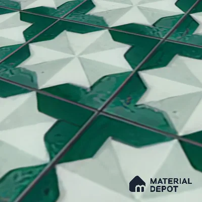 Moroccan Wall & Floor Tile TL 06352 Crystalova 12 inch x 12 inch Ceramic Matte Finish - 9.5 mm | Suitable for Bathroom, Kitchen, Basin Area | Please Expect a Slight Variation of Pattern