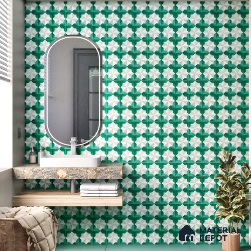 Moroccan Wall & Floor Tile TL 06352 Crystalova 12 inch x 12 inch Ceramic Matte Finish - 9.5 mm | Suitable for Bathroom, Kitchen, Basin Area | Please Expect a Slight Variation of Pattern