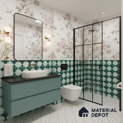 Moroccan Wall & Floor Tile TL 06352 Crystalova 12 inch x 12 inch Ceramic Matte Finish - 9.5 mm | Suitable for Accent / Feature Walls, Bathroom, Kitchen Wall & Backsplashes | Please Expect a Slight Variation of Pattern (Sample)