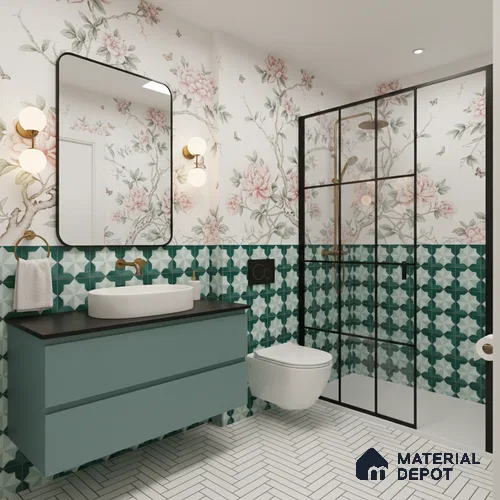 Moroccan Wall & Floor Tile TL 06352 Crystalova 12 inch x 12 inch Ceramic Matte Finish - 9.5 mm | Suitable for Bathroom, Kitchen, Basin Area | Please Expect a Slight Variation of Pattern