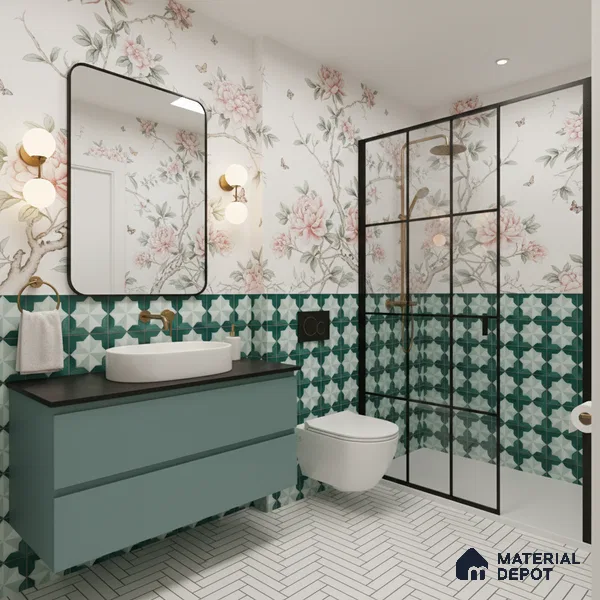 Moroccan Wall & Floor Tile TL 06352 Crystalova 12 inch x 12 inch Ceramic Matte Finish - 9.5 mm | Suitable for Accent / Feature Walls, Bathroom, Kitchen Wall & Backsplashes | Please Expect a Slight Variation of Pattern (Sample)
